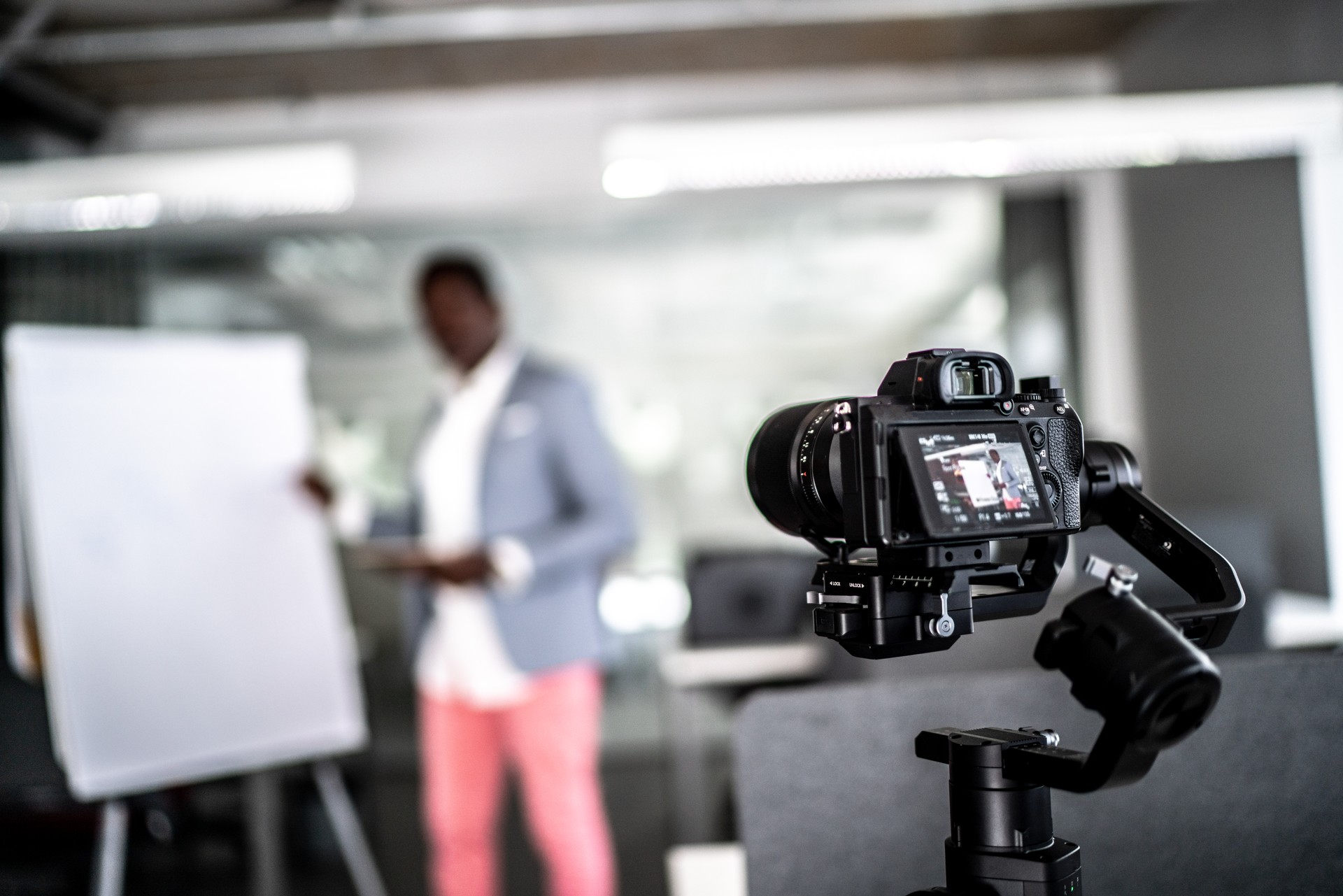 Businessman recording a video in the office